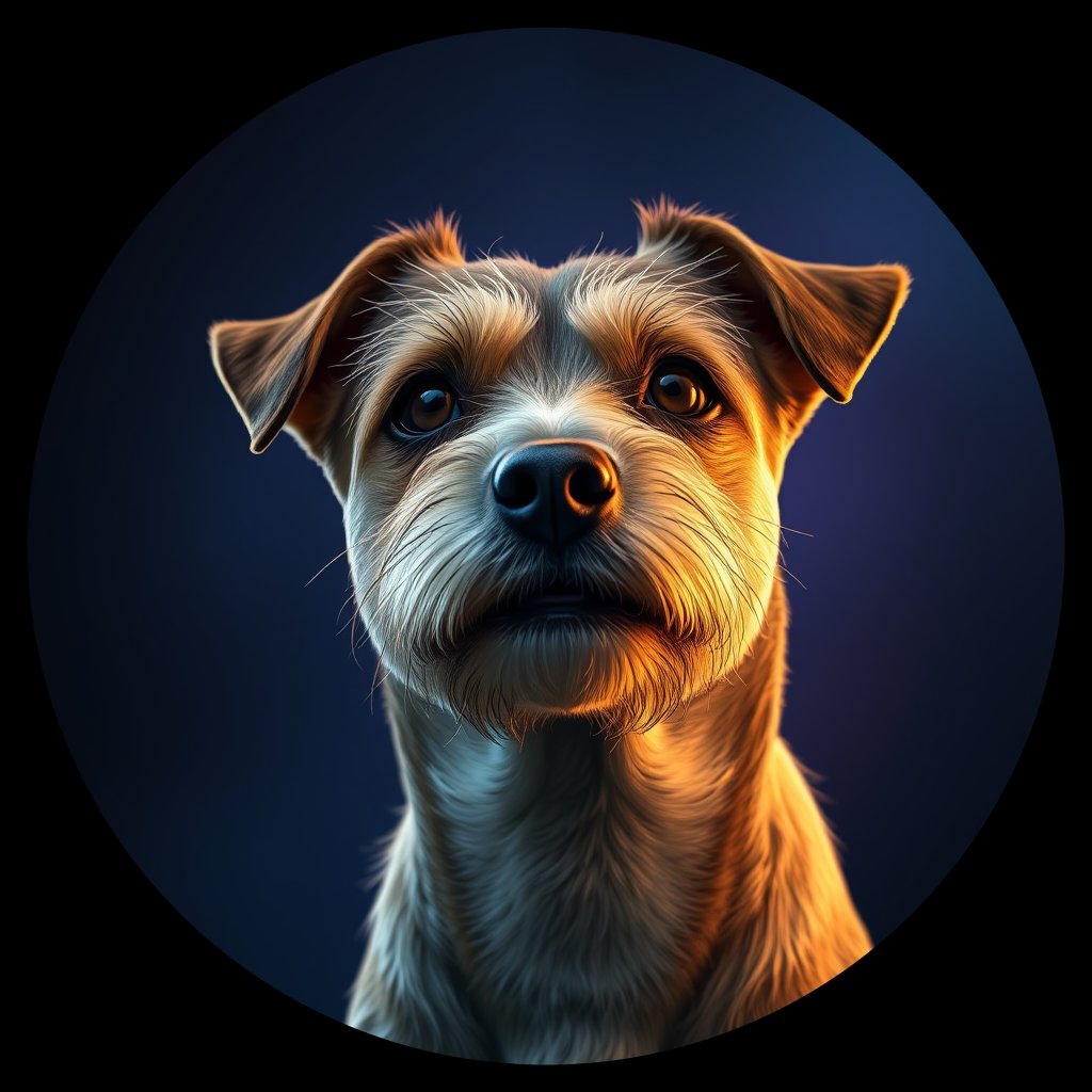 Cosmic medallion portrait of BoT_LU75_BoT_LU75, a Border Terrier