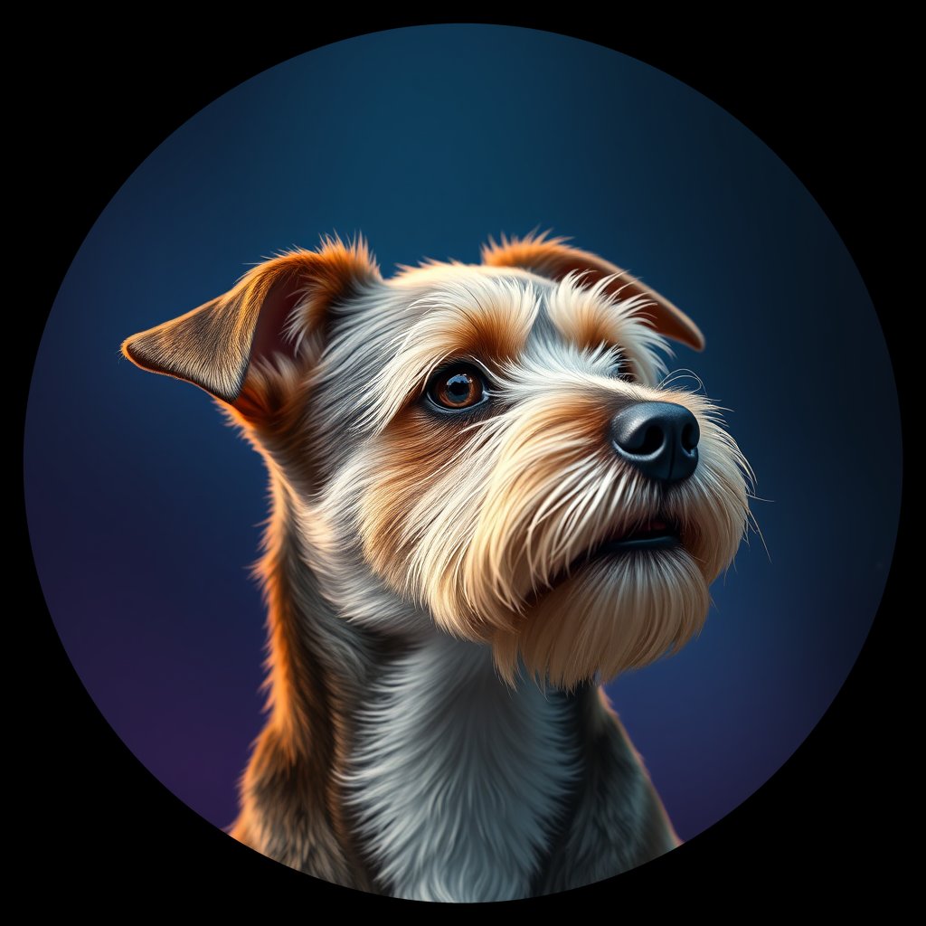 Cosmic medallion portrait of BoT_LU77_BoT_LU77, a Border Terrier