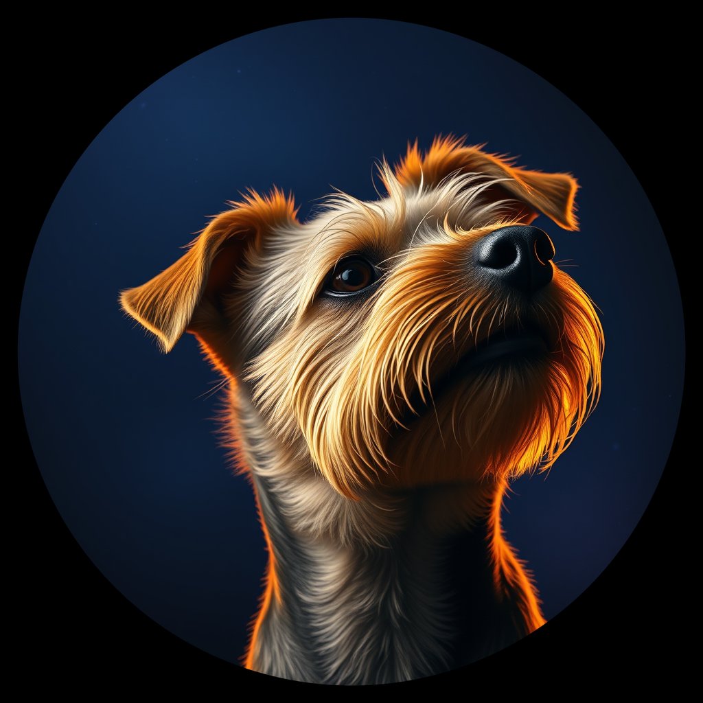 Cosmic medallion portrait of BoT_LU78_BoT_LU78, a Border Terrier