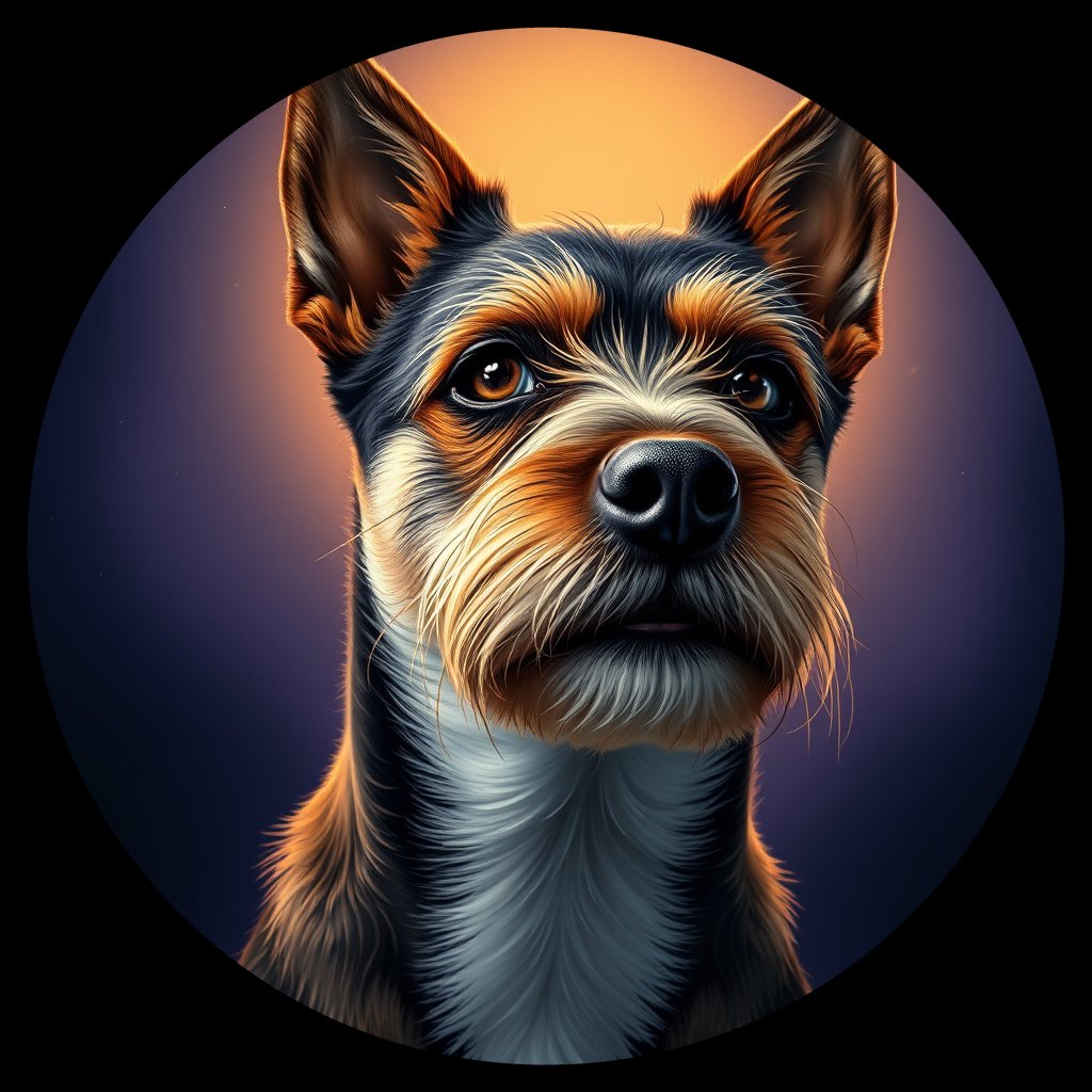Cosmic medallion portrait of BoT_LU79_BoT_LU79, a Border Terrier
