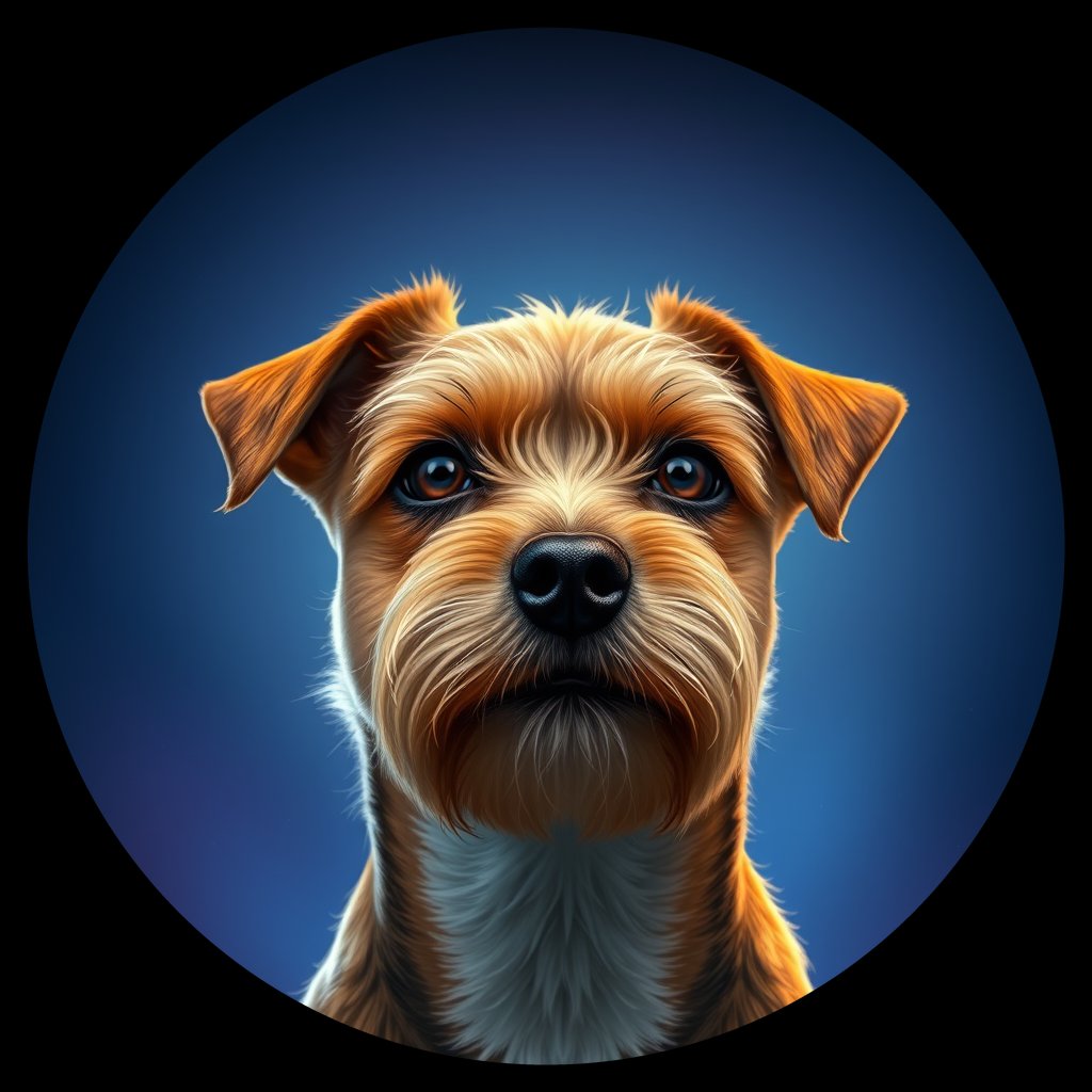Cosmic medallion portrait of BoT_LU81_BoT_LU81, a Border Terrier