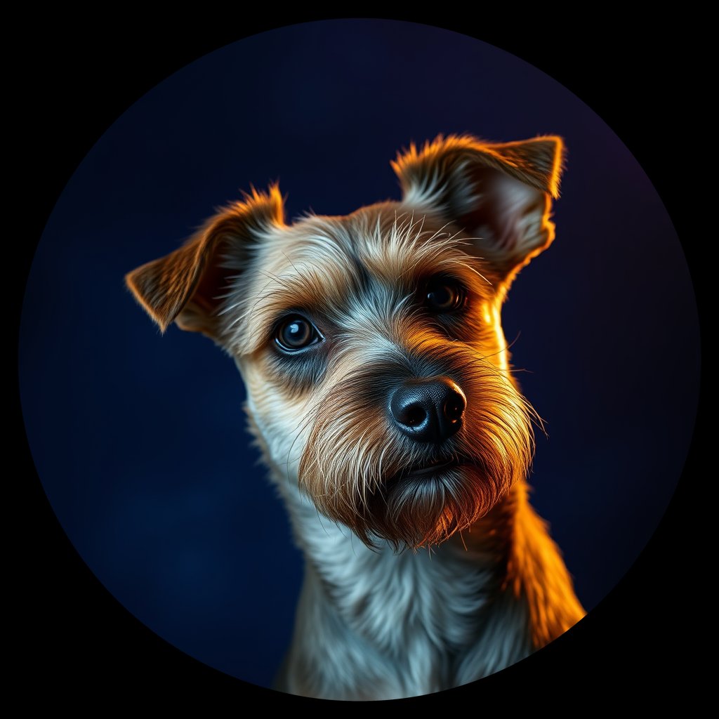 Cosmic medallion portrait of BoT_LU82_BoT_LU82, a Border Terrier