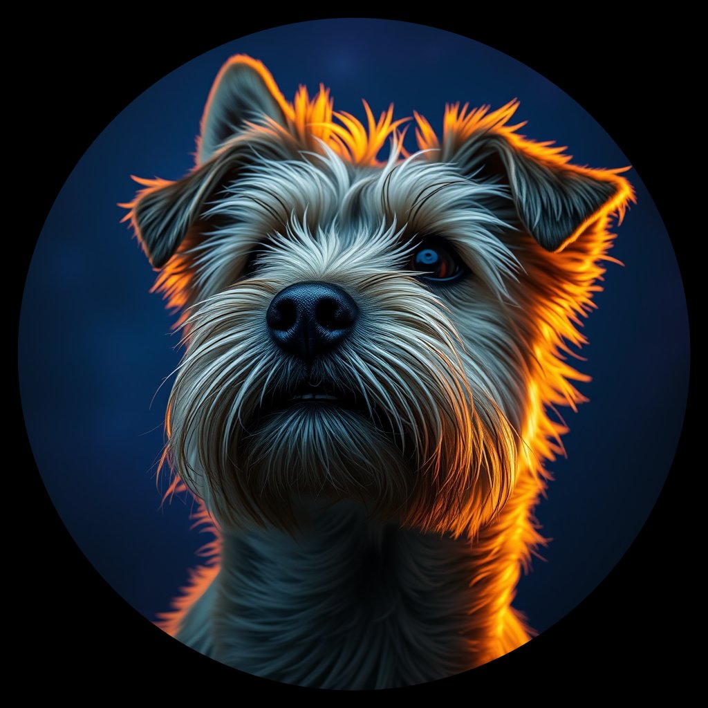 Cosmic medallion portrait of Bosse-Stamps-CT_Bosse-Stamps-CT, a Cairn Terrier