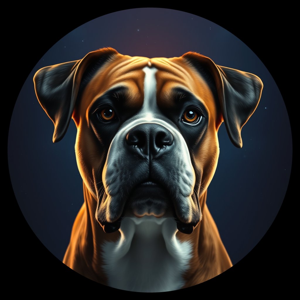 Cosmic medallion portrait of Box_LU128_Box_LU128, a Boxer