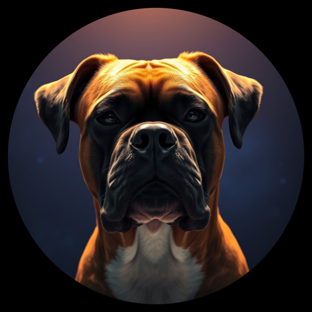 Cosmic medallion portrait of Box_LU129_Box_LU129, a Boxer