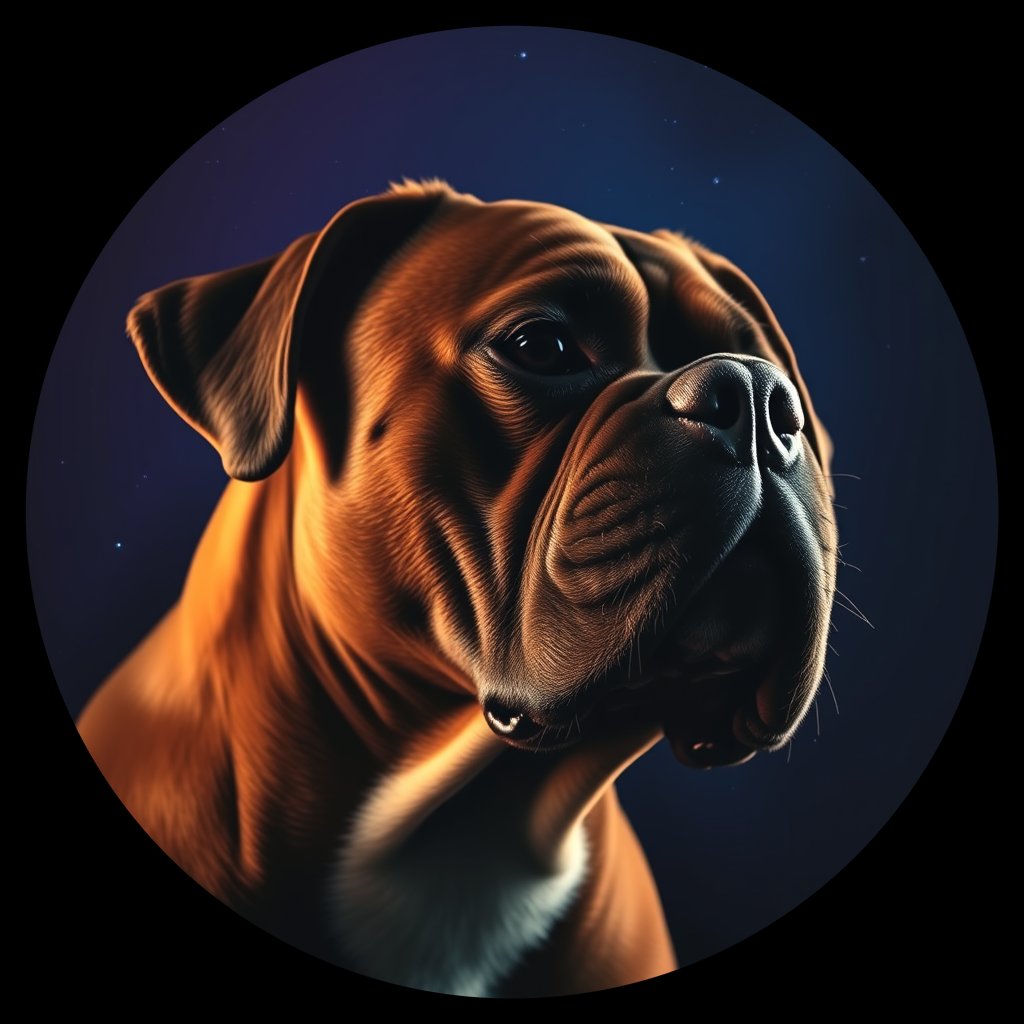 Cosmic medallion portrait of Box_LU132_Box_LU132, a Boxer