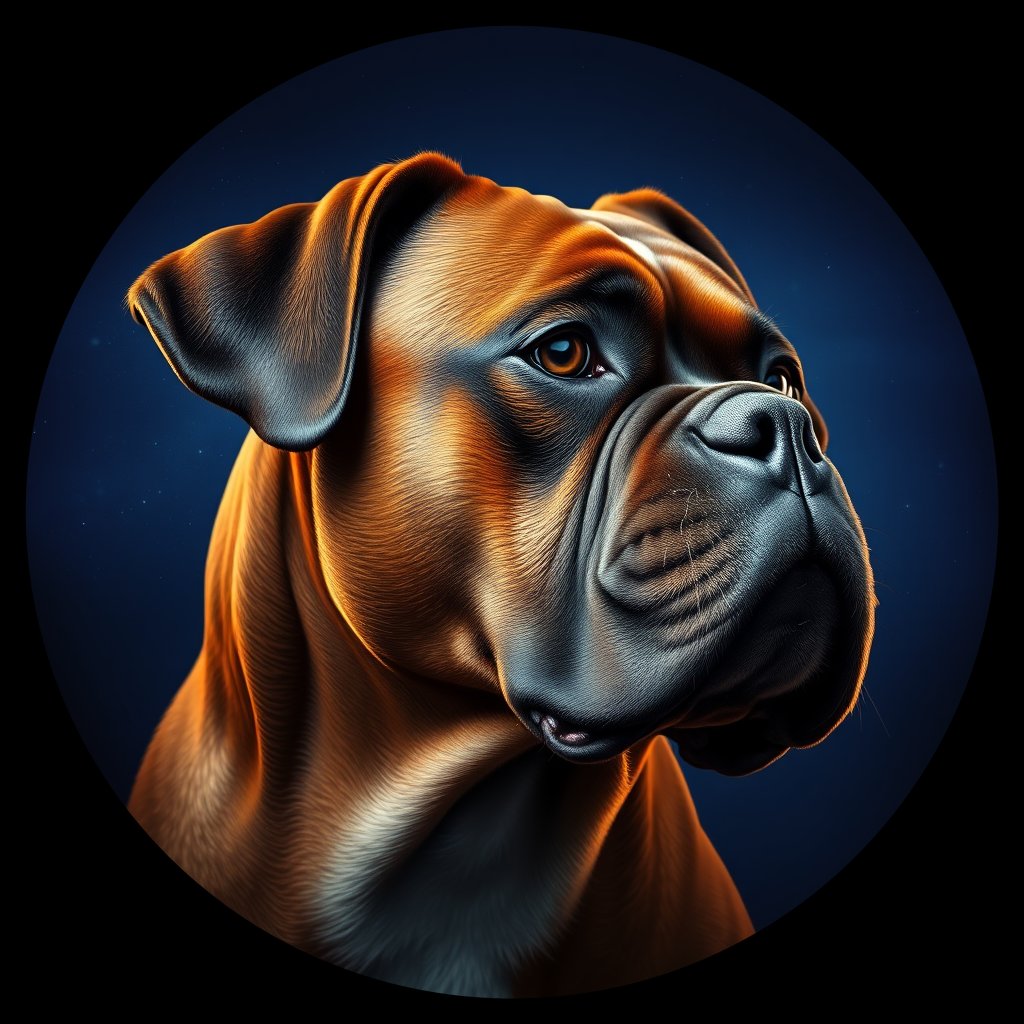 Cosmic medallion portrait of Box_LU134_Box_LU134, a Boxer