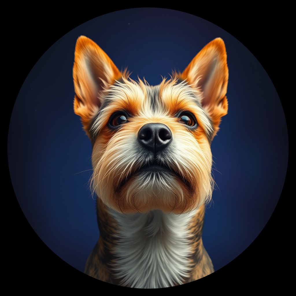 Cosmic medallion portrait of C11-Caddie-Condron-NT_C11-Caddie-Condron-NT, a Norfolk Terrier