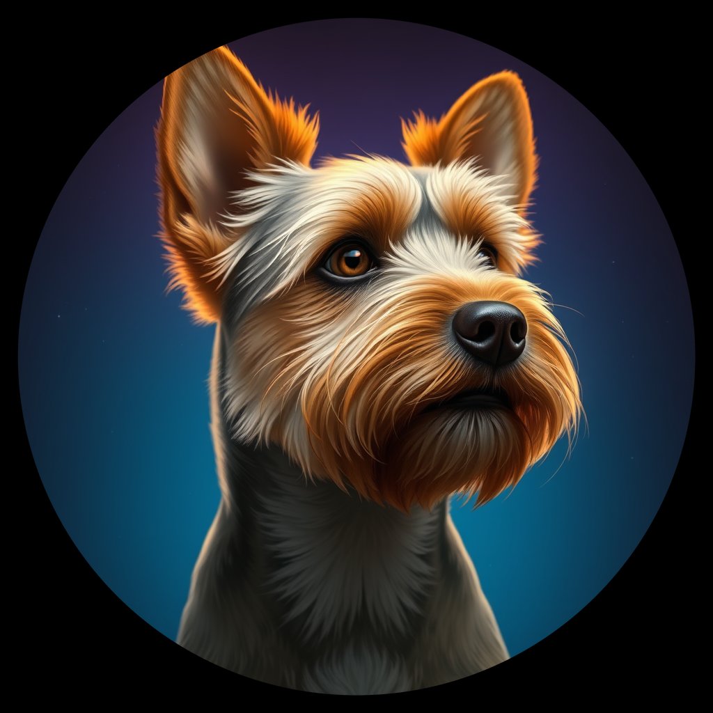 Cosmic medallion portrait of C12-Minnie-Covey-NT_C12-Minnie-Covey-NT, a Norfolk Terrier