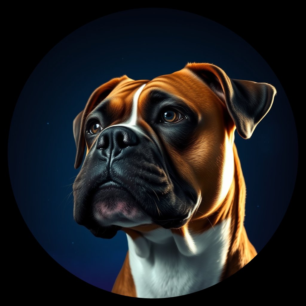 Cosmic medallion portrait of C3-B4-FEMALE-N/A_C3-B4-FEMALE-N/A, a Boxer