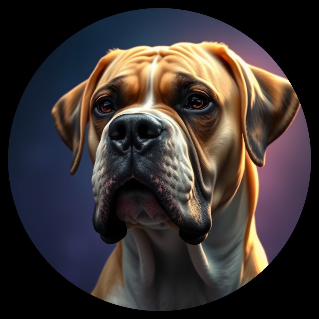 Cosmic medallion portrait of C5-HUC14-MALE-N/A_C5-HUC14-MALE-N/A, a Boxer