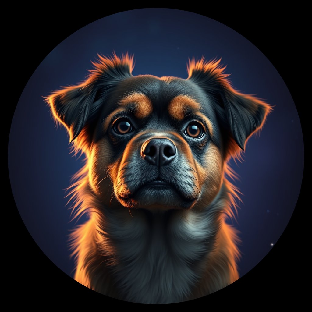 Cosmic medallion portrait of C7-Skye-TS_C7-Skye-TS, a Tibetan Spaniel