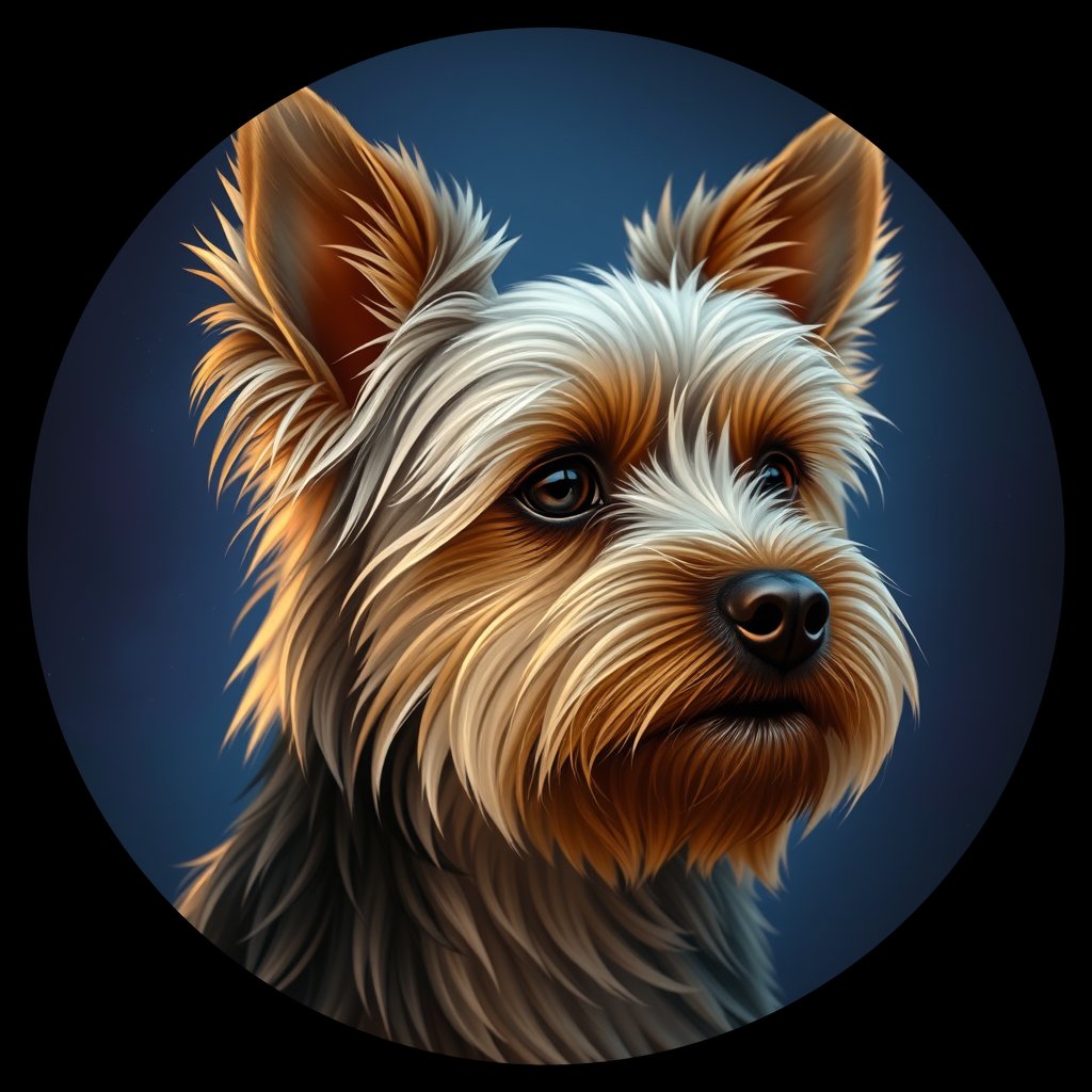 Cosmic medallion portrait of C8-Ironstone-Richter-YT_C8-Ironstone-Richter-YT, a Yorkshire Terrier