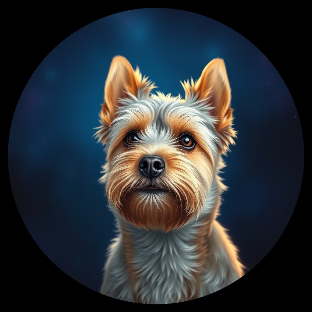 Cosmic medallion portrait of CAIR_CAIR_07802, a Cairn Terrier