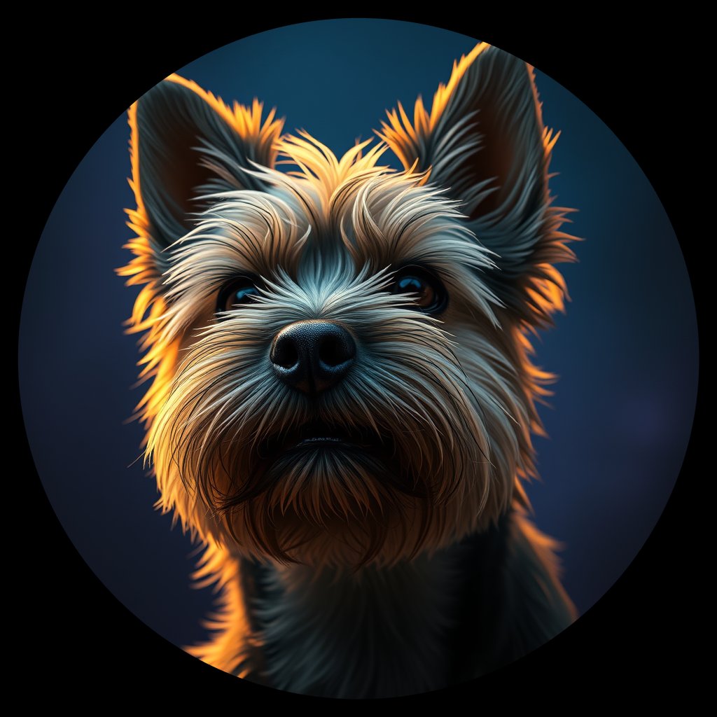 Cosmic medallion portrait of CAIR_CAIR_09330, a Cairn Terrier