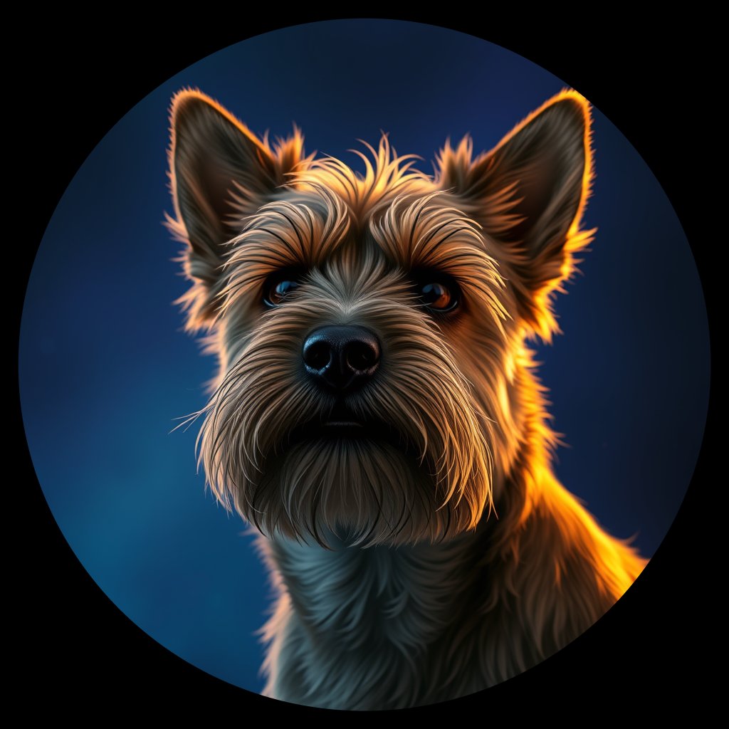Cosmic medallion portrait of CAIR_CAIR_10026, a Cairn Terrier