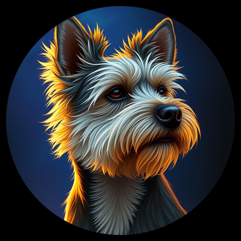 Cosmic medallion portrait of CAIR_CAIR_13038, a Cairn Terrier
