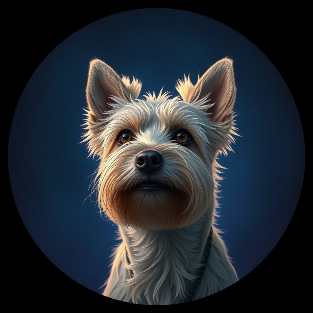 Cosmic medallion portrait of CAIR_CAIR_27172, a Cairn Terrier
