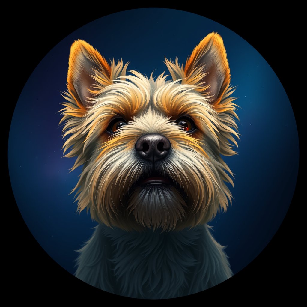 Cosmic medallion portrait of CAIR_CAIR_28466, a Cairn Terrier