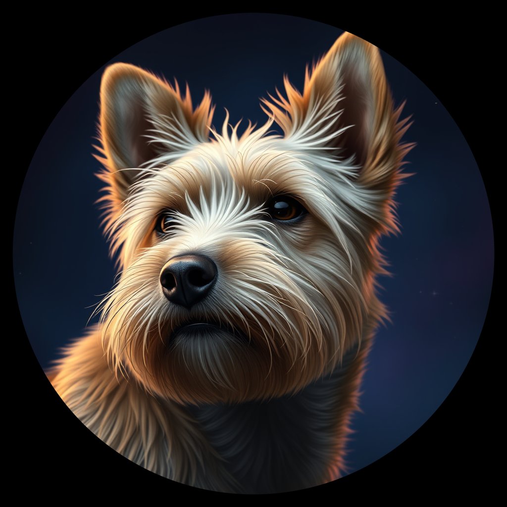 Cosmic medallion portrait of CAIR_CAIR_28517, a Cairn Terrier