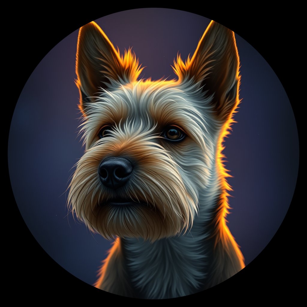 Cosmic medallion portrait of CAIR_CAIR_28521, a Cairn Terrier