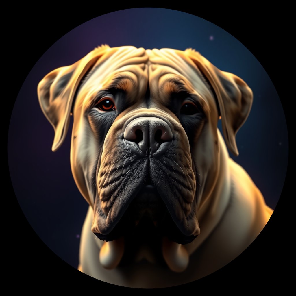 Cosmic medallion portrait of CANE_Italy_CANE_24509, a Cane Corso