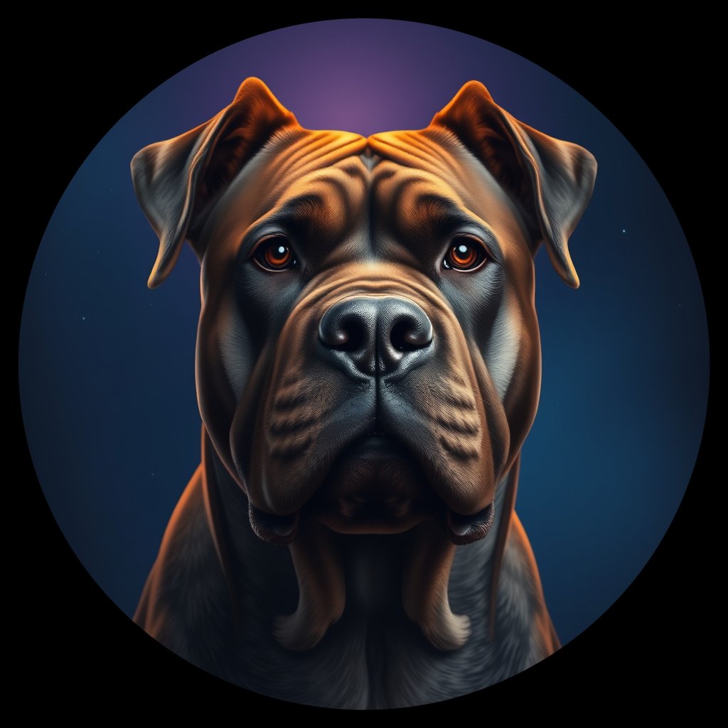 Cosmic medallion portrait of CANE_Italy_CANE_24519, a Cane Corso