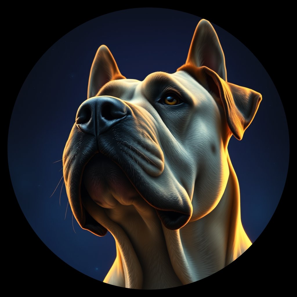 Cosmic medallion portrait of CANE_Italy_CANE_24520, a Cane Corso