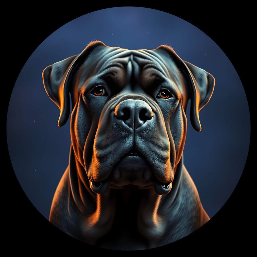 Cosmic medallion portrait of CANE_Italy_CANE_24548, a Cane Corso