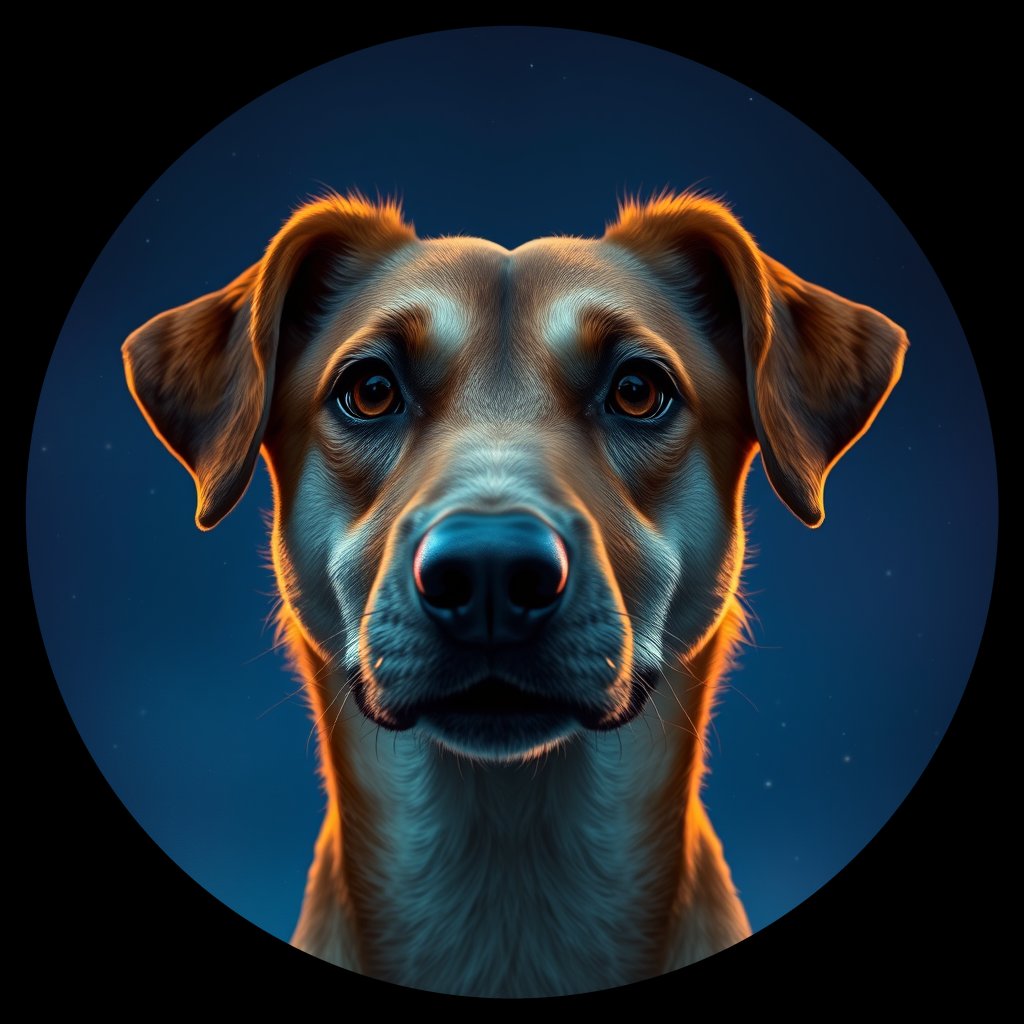 Cosmic medallion portrait of CAPTIVE_106.1, a Dingo Captive