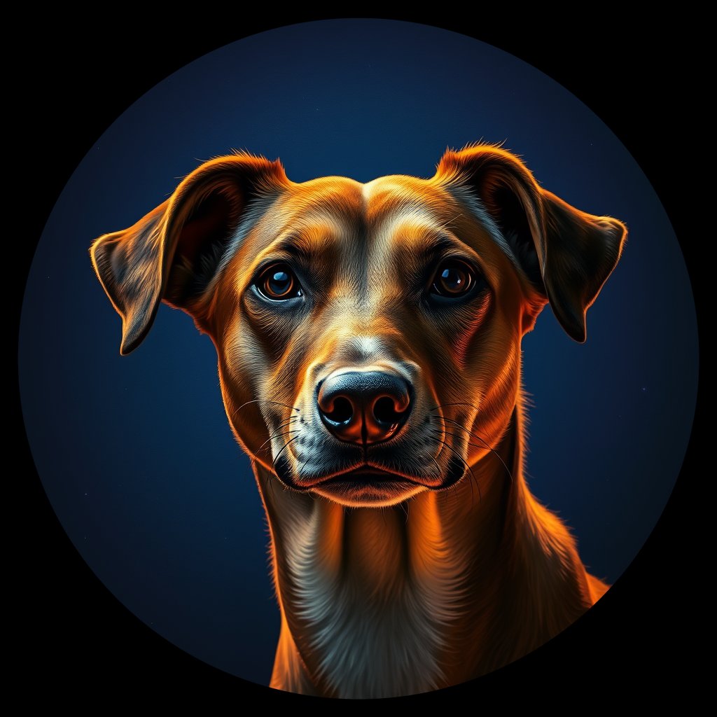 Cosmic medallion portrait of CAPTIVE_144.9, a Dingo Captive