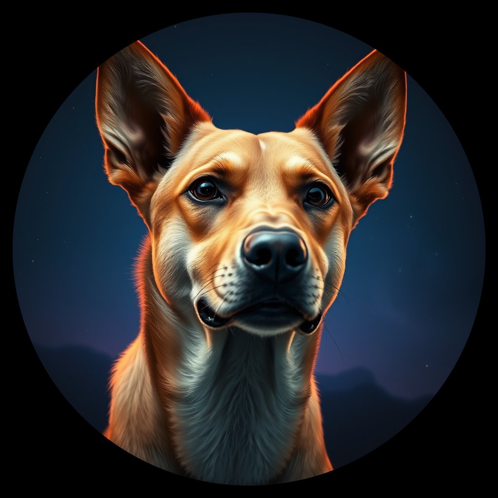 Cosmic medallion portrait of CAPTIVE_cd001, a Dingo Captive