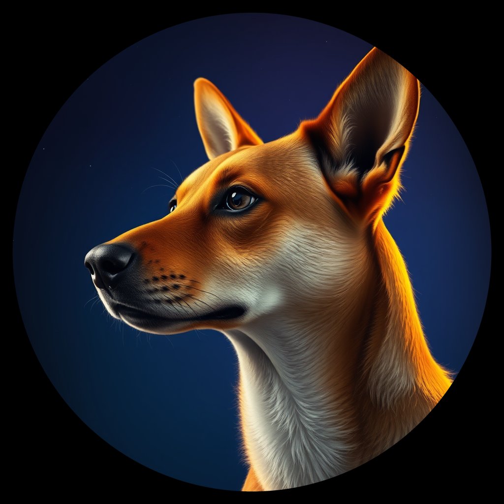 Cosmic medallion portrait of CAPTIVE_cd007, a Dingo Captive