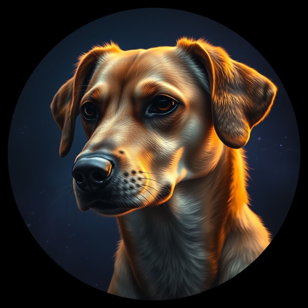 Cosmic medallion portrait of CAPTIVE_cd008, a Dingo Captive