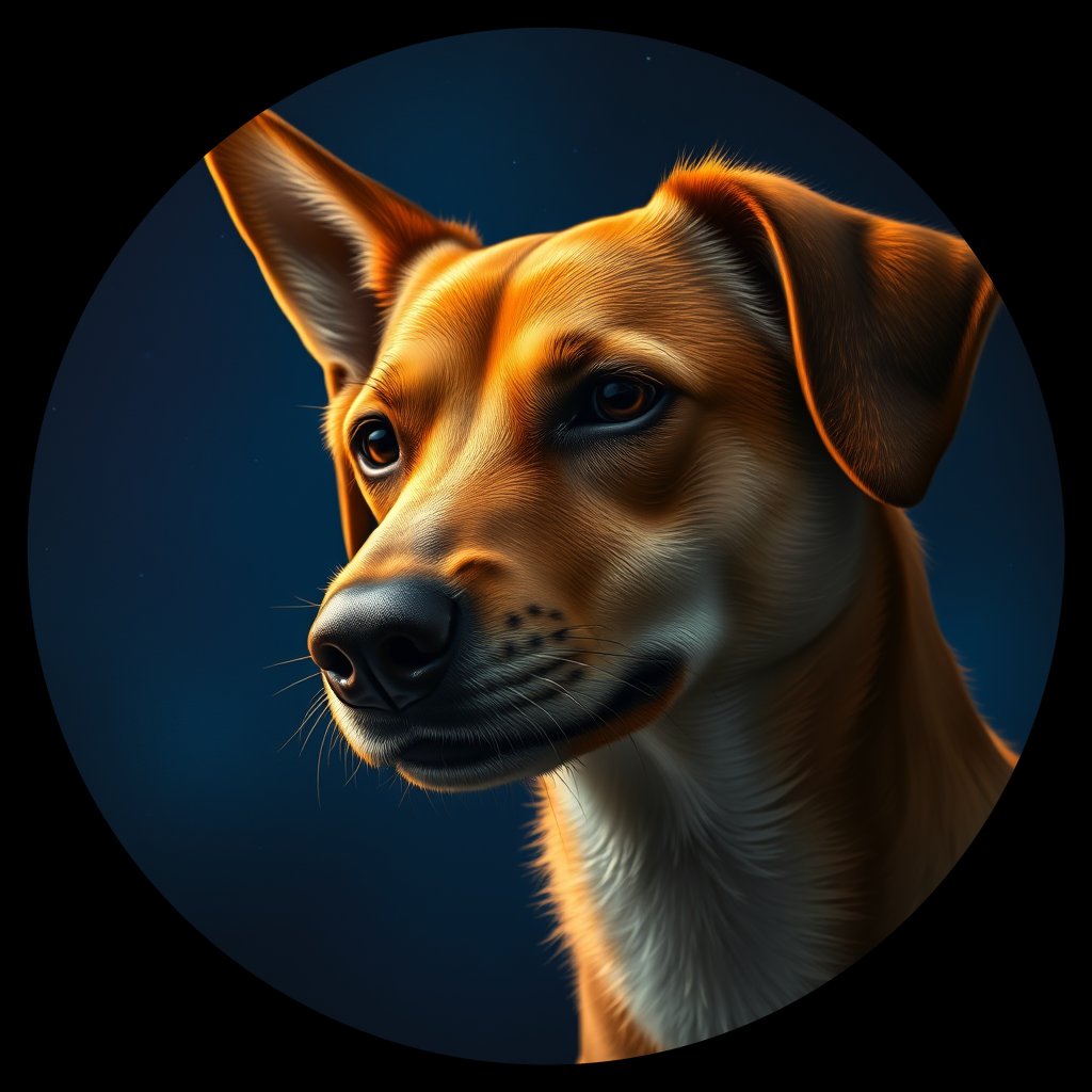 Cosmic medallion portrait of CAPTIVE_cd012, a Dingo Captive