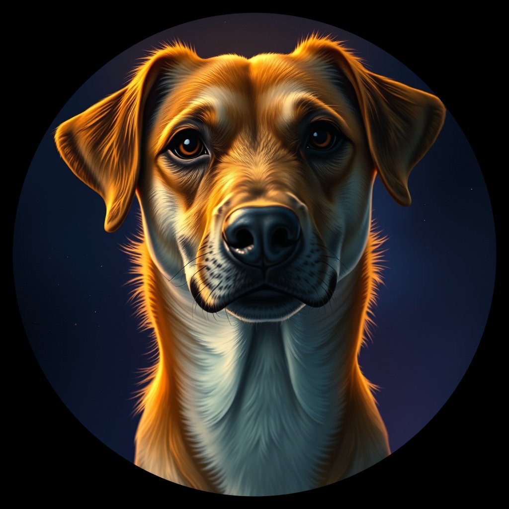 Cosmic medallion portrait of CAPTIVE_cd023, a Dingo Captive