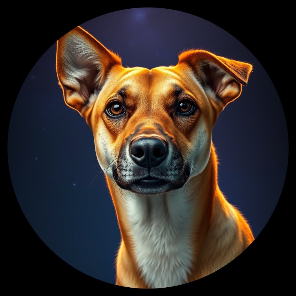 Cosmic medallion portrait of CAPTIVE_cd027, a Dingo Captive