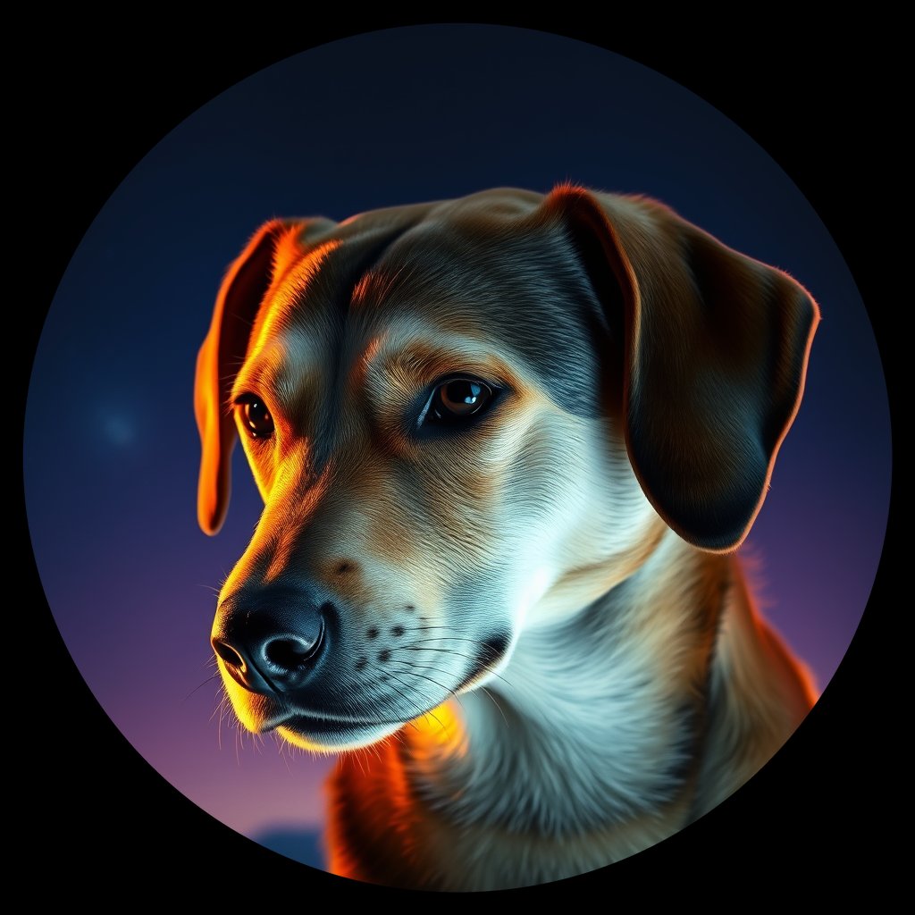 Cosmic medallion portrait of CAPTIVE_cd041, a Dingo Captive