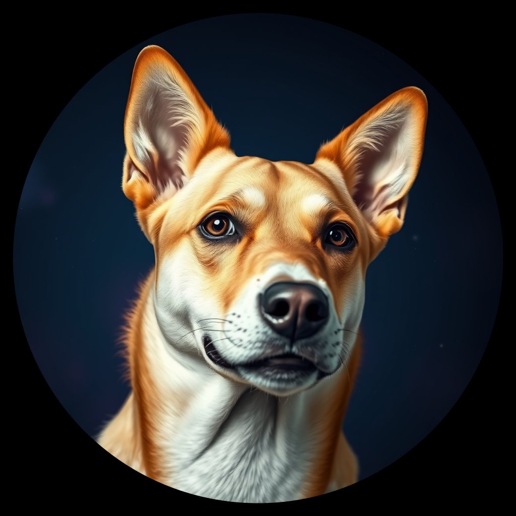 Cosmic medallion portrait of CAPTIVE_cd042, a Dingo Captive
