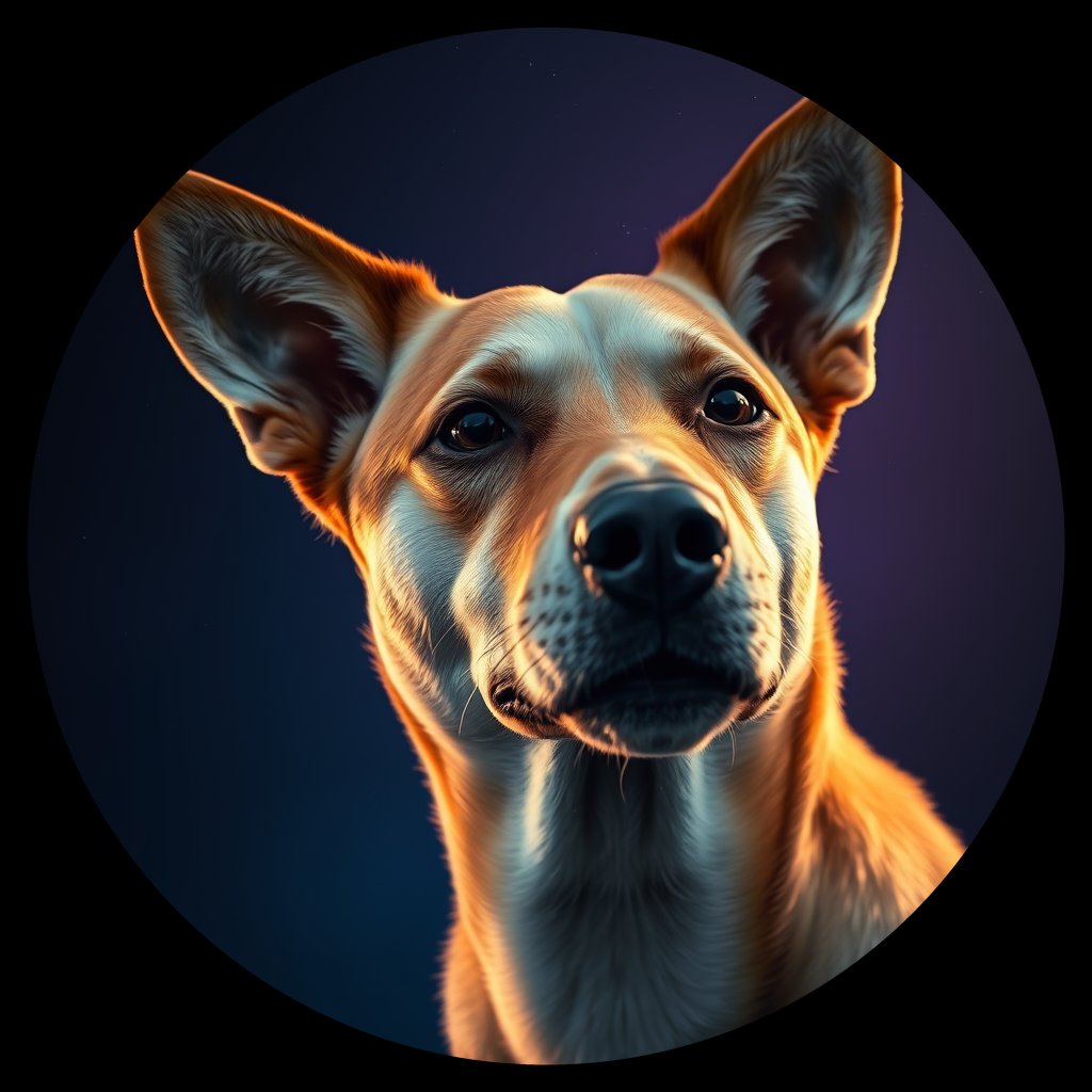 Cosmic medallion portrait of CAPTIVE_cd043, a Dingo Captive