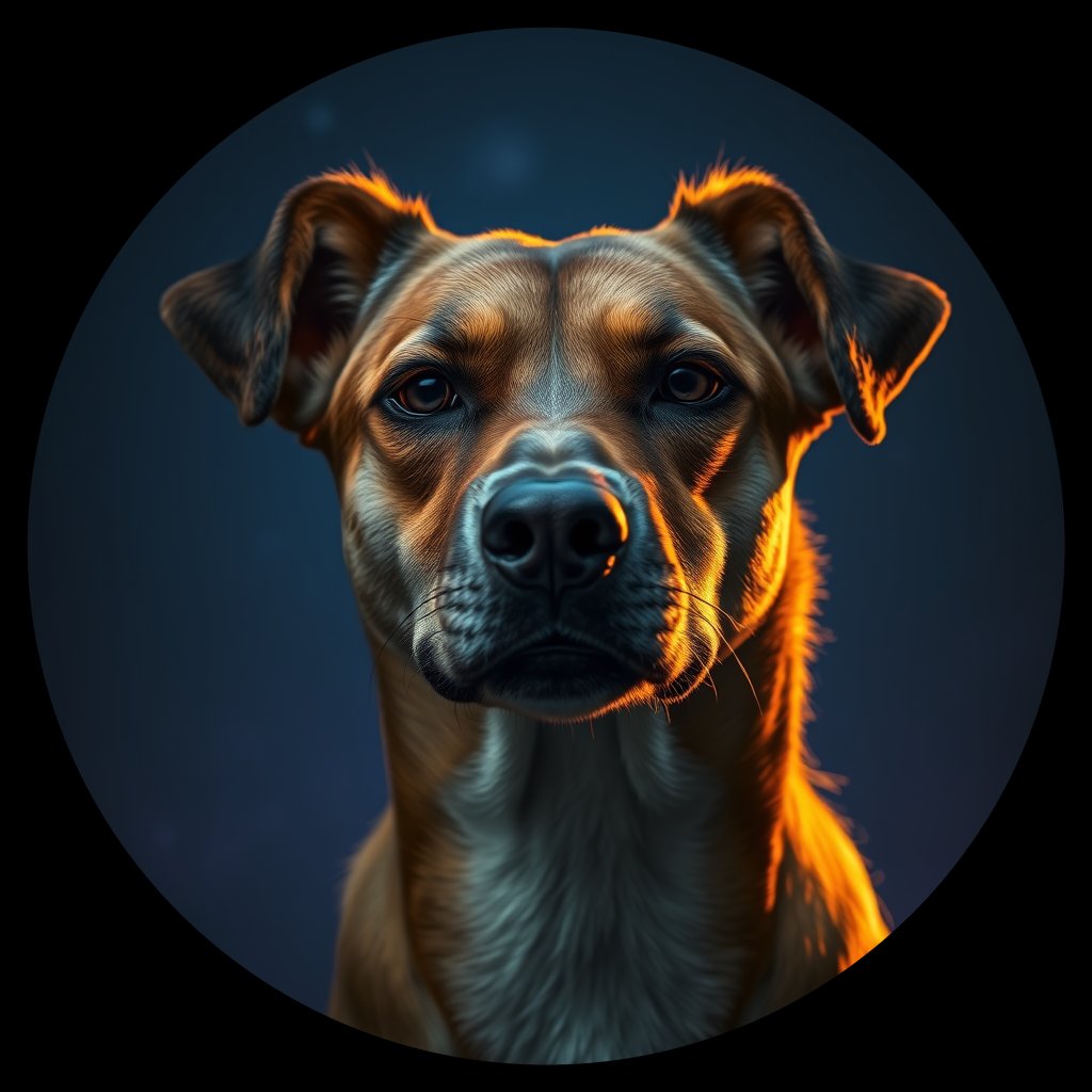 Cosmic medallion portrait of CAPTIVE_cd048, a Dingo Captive