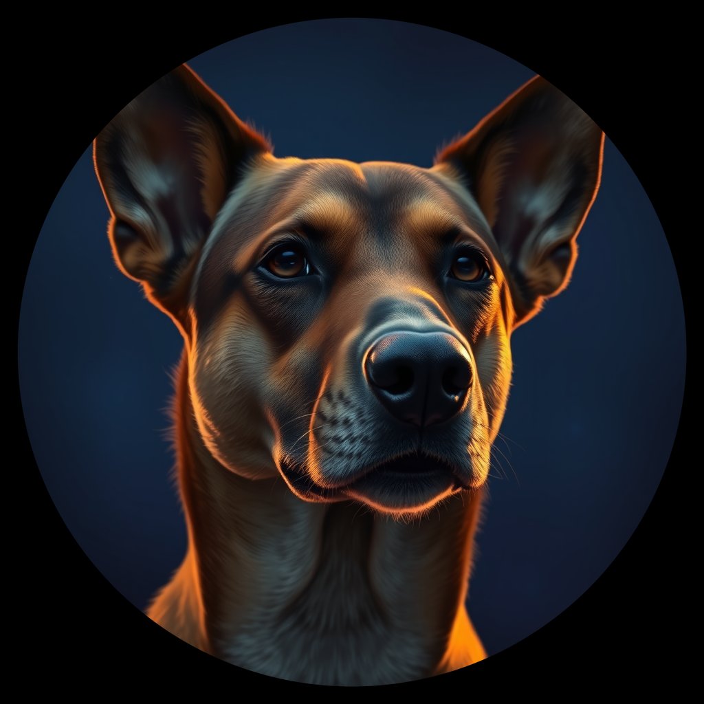 Cosmic medallion portrait of CAPTIVE_cd049, a Dingo Captive