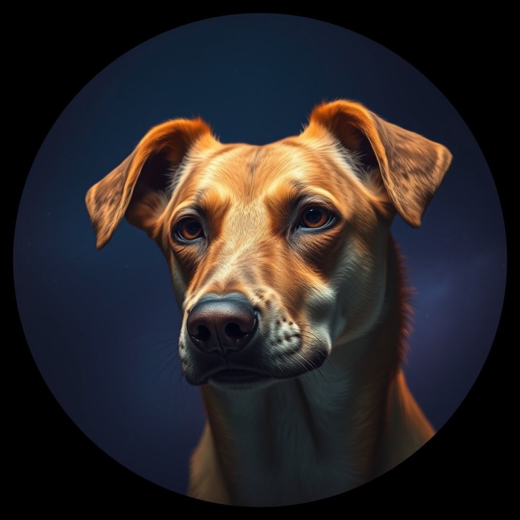 Cosmic medallion portrait of CAPTIVE_cd050, a Dingo Captive