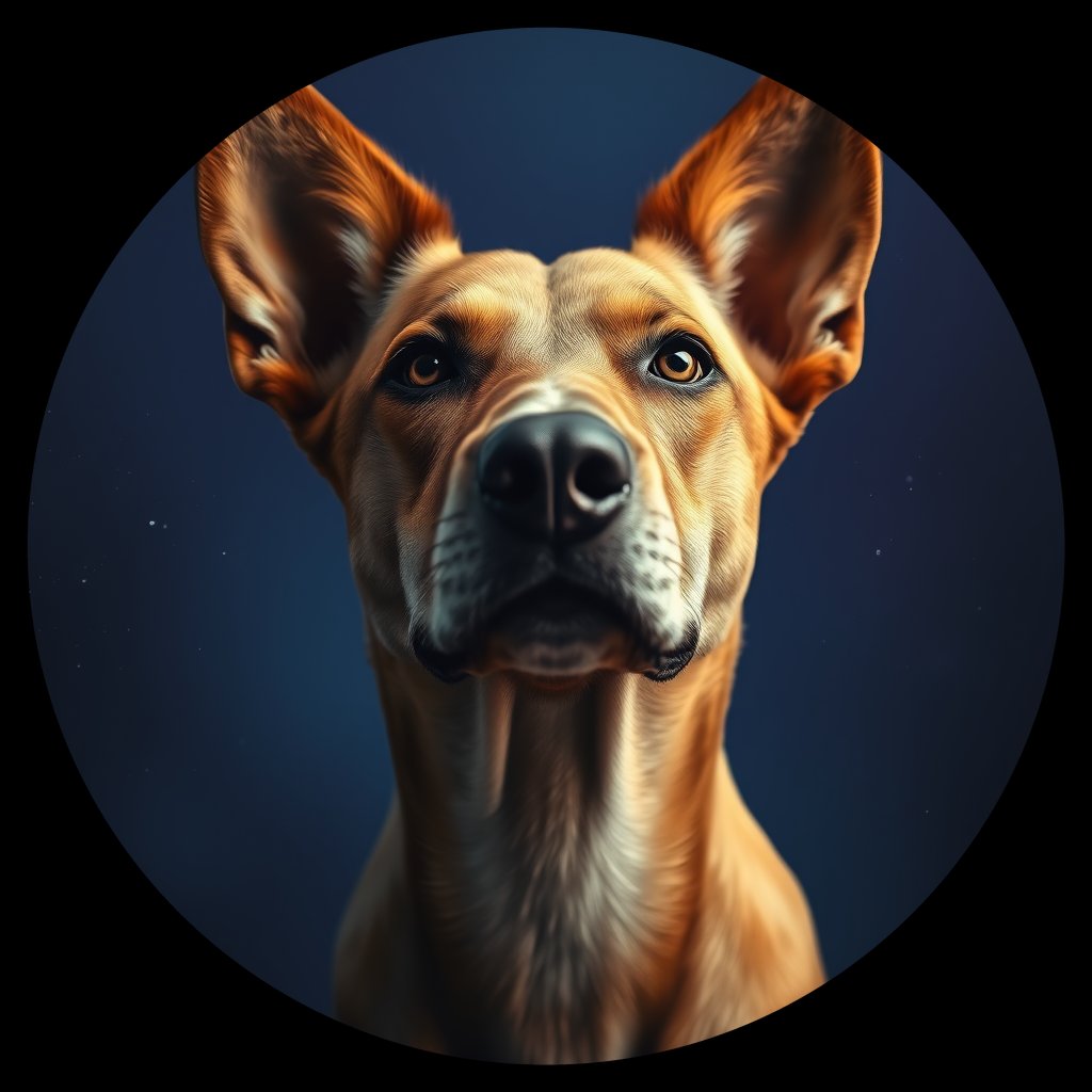 Cosmic medallion portrait of CAPTIVE_cd077, a Dingo Captive