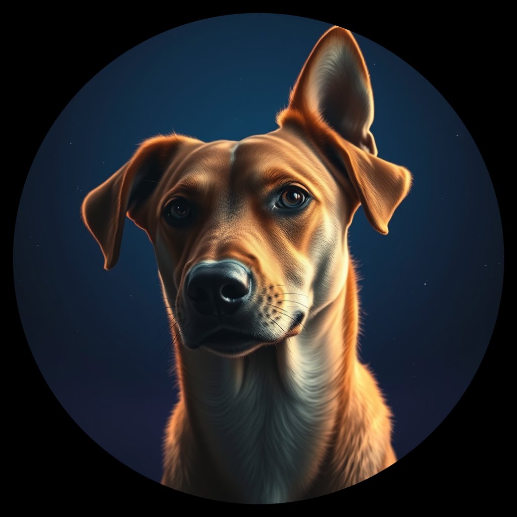 Cosmic medallion portrait of CAPTIVE_cd090, a Dingo Captive