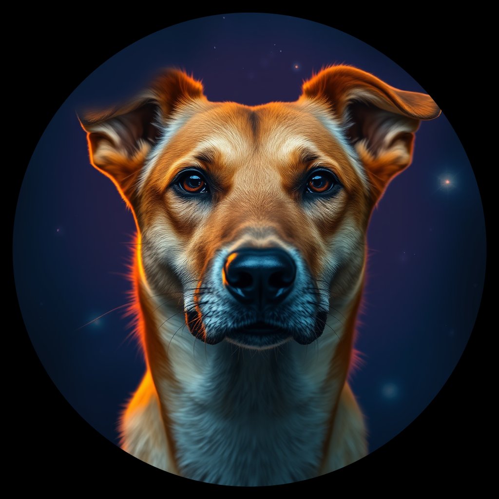 Cosmic medallion portrait of CAPTIVE_cd099, a Dingo Captive