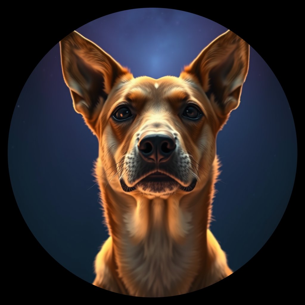 Cosmic medallion portrait of CAPTIVE_cd101, a Dingo Captive