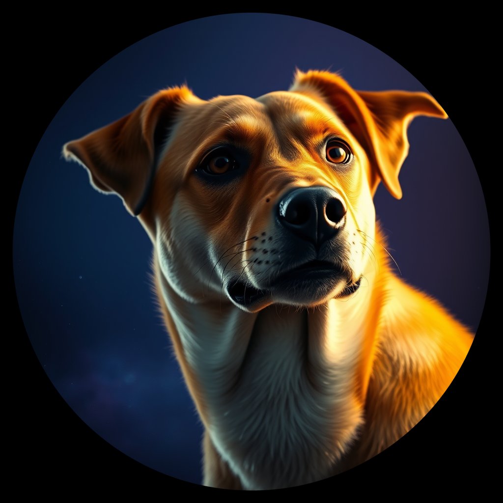 Cosmic medallion portrait of CAPTIVE_cd102, a Dingo Captive