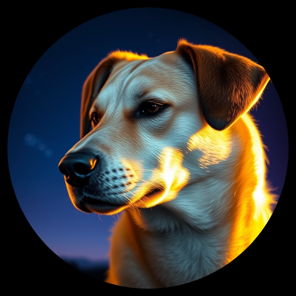 Cosmic medallion portrait of CAPTIVE_cd103, a Dingo Captive