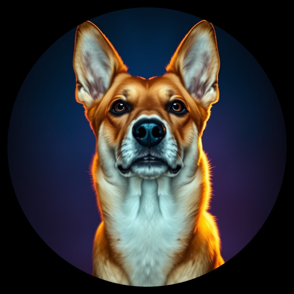 Cosmic medallion portrait of CAPTIVE_cd104, a Dingo Captive